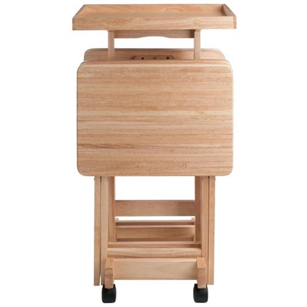 Bowery Hill 6-Piece Transitional Solid Wood Snack Table Set in Natural