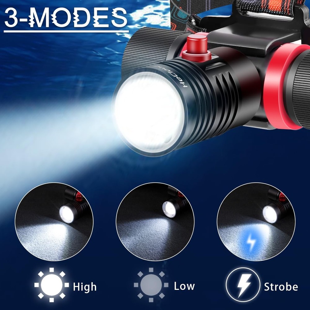 Scuba Dive Light Underwater Rechargeable Waterproof Flashlight Professional I...