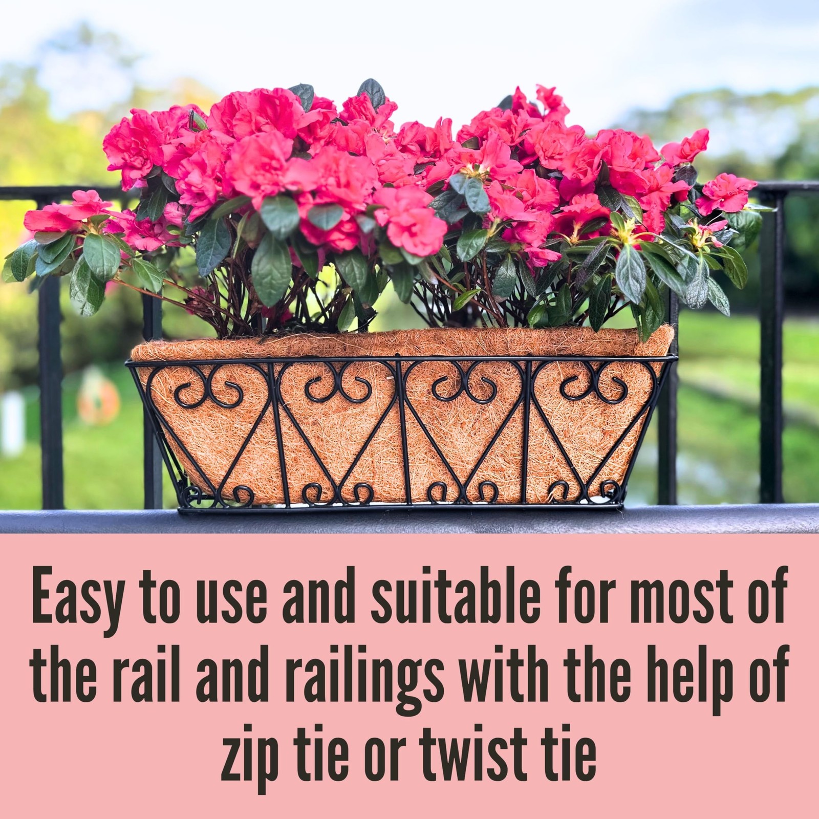 LaLaGreen Wal Planters - 4 Pack, 16 Inch Deck Railing Hanging Basket, Window ...