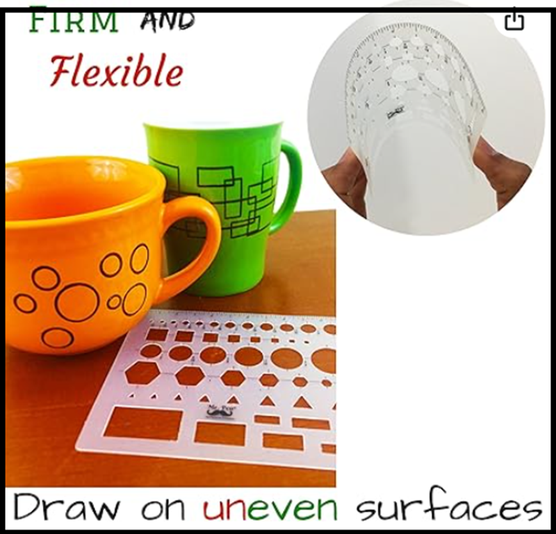 French Curve and Template Ruler Set(6 Pc), Stencils, Clear Drawing Template*