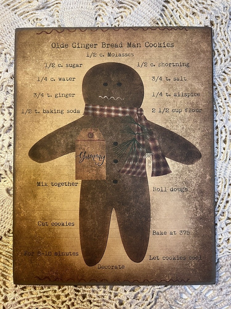 Gingerbread Man, Yummy Cookie, PRIMITIVE Handcrafted Plaque