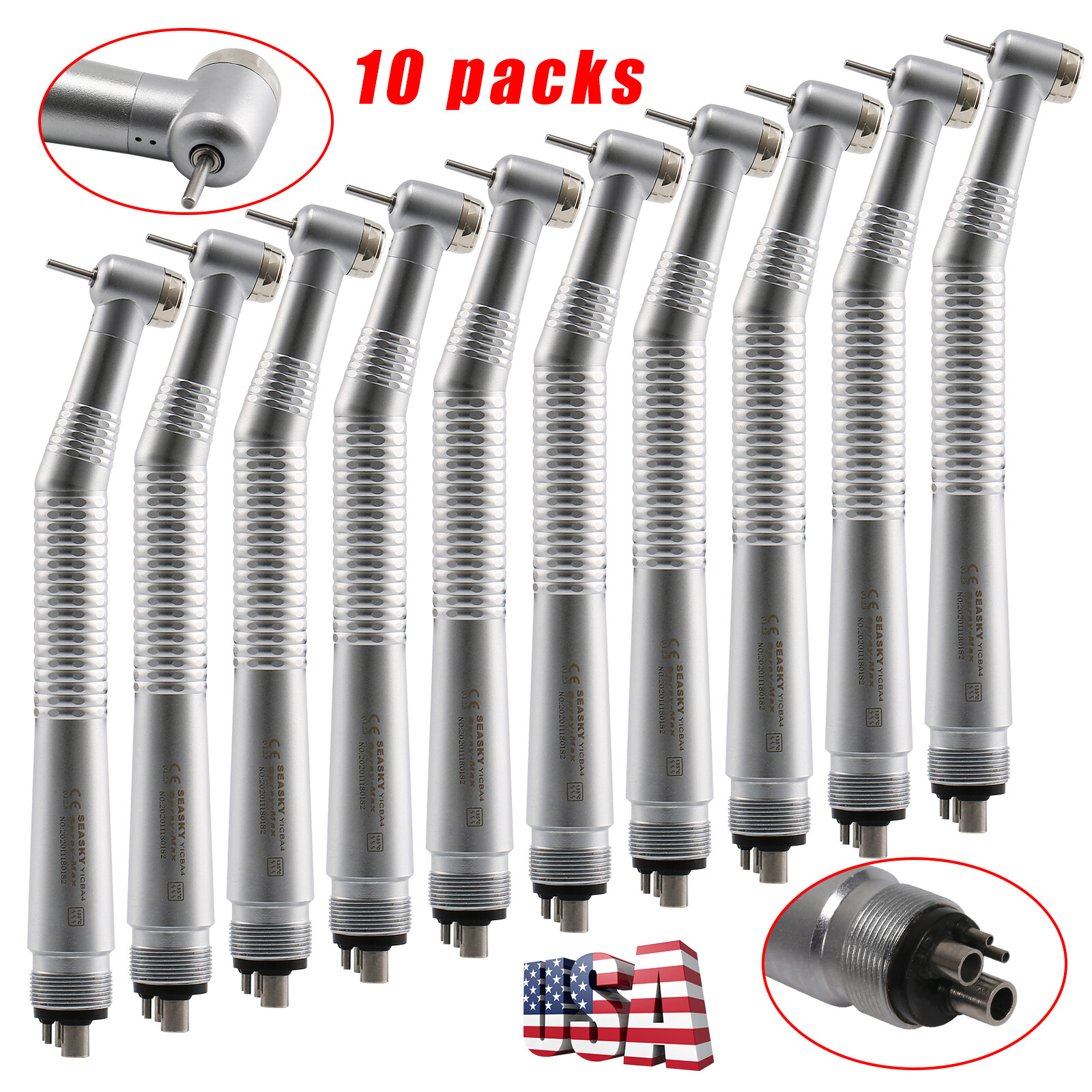 10pcs NSK PANA MAX Style Dental High Speed Handpiece Push Button 4 Hole Y1BA4 SK