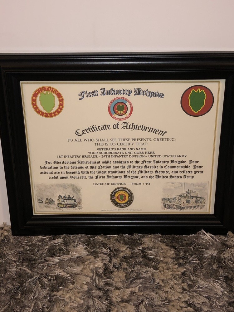 1ST INFANTRY BRIGADE / 24TH INFANTRY DIVISION (COMMEMORATIVE CERTIFICATE)