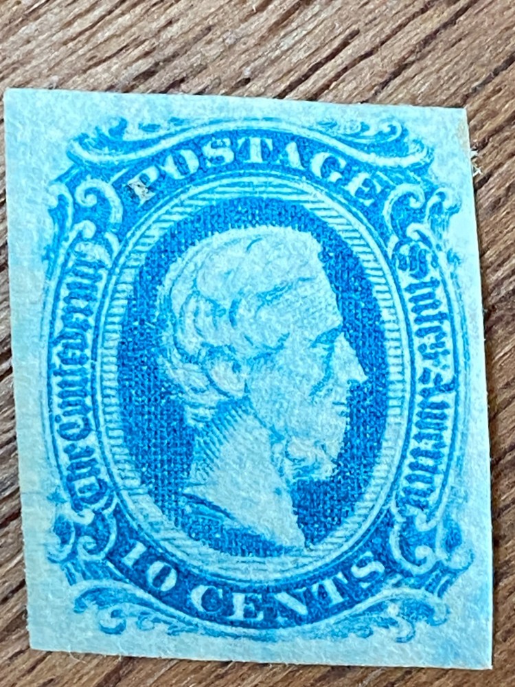1863 US Confederate States 10 Cent Jefferson Davis Stamp Scott 11
