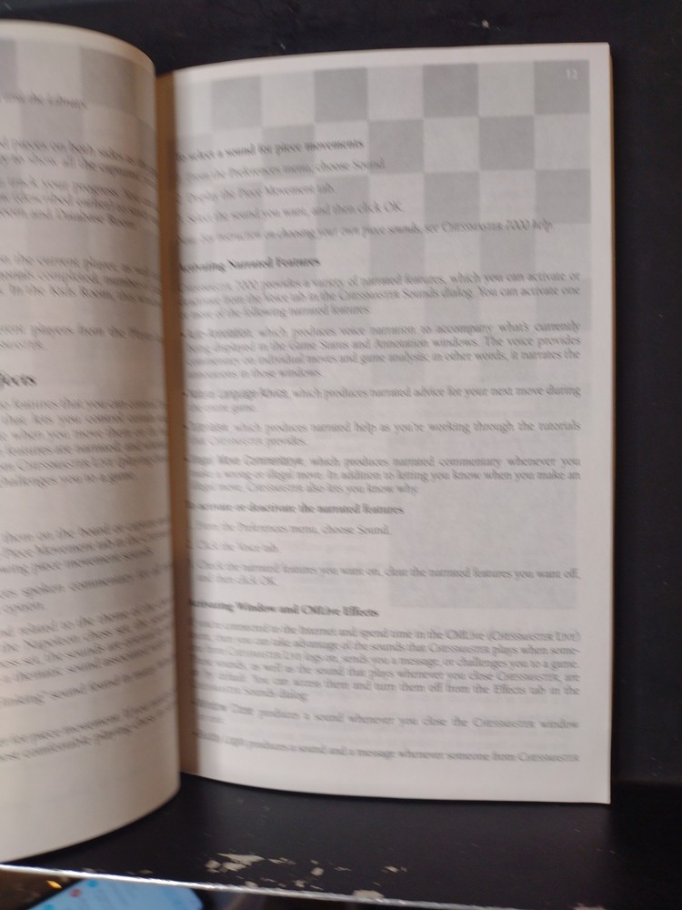 Chessmaster 7000  User Manual for Chess Program Very Good Condition