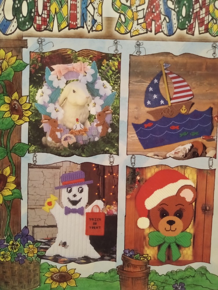 Holiday Christmas Decor Plastic Canvas Pattern Book Halloween Easter St Patrick