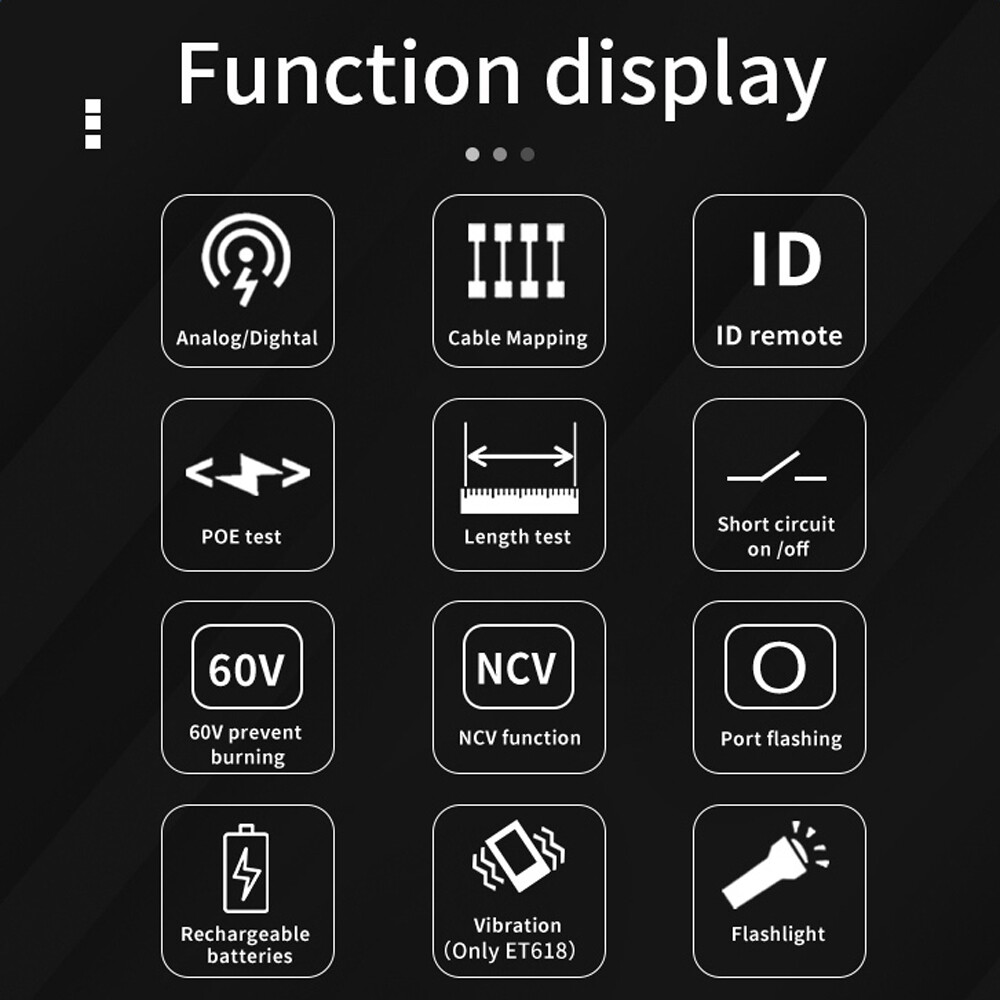 ET616 Handheld Portable Cable Tester with LCD Display Analogs A7F0