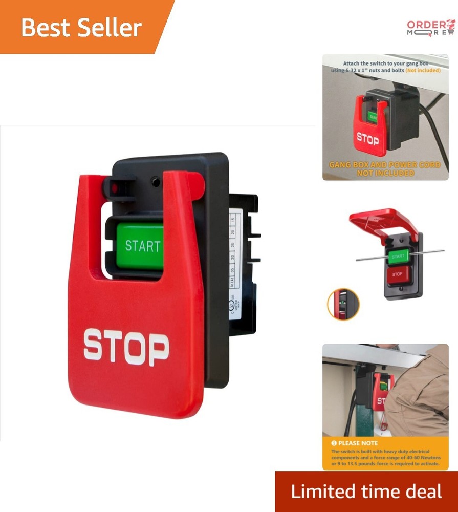 Compact Dual Voltage Paddle Switch - Emergency Shut-off for Power Tool Safety
