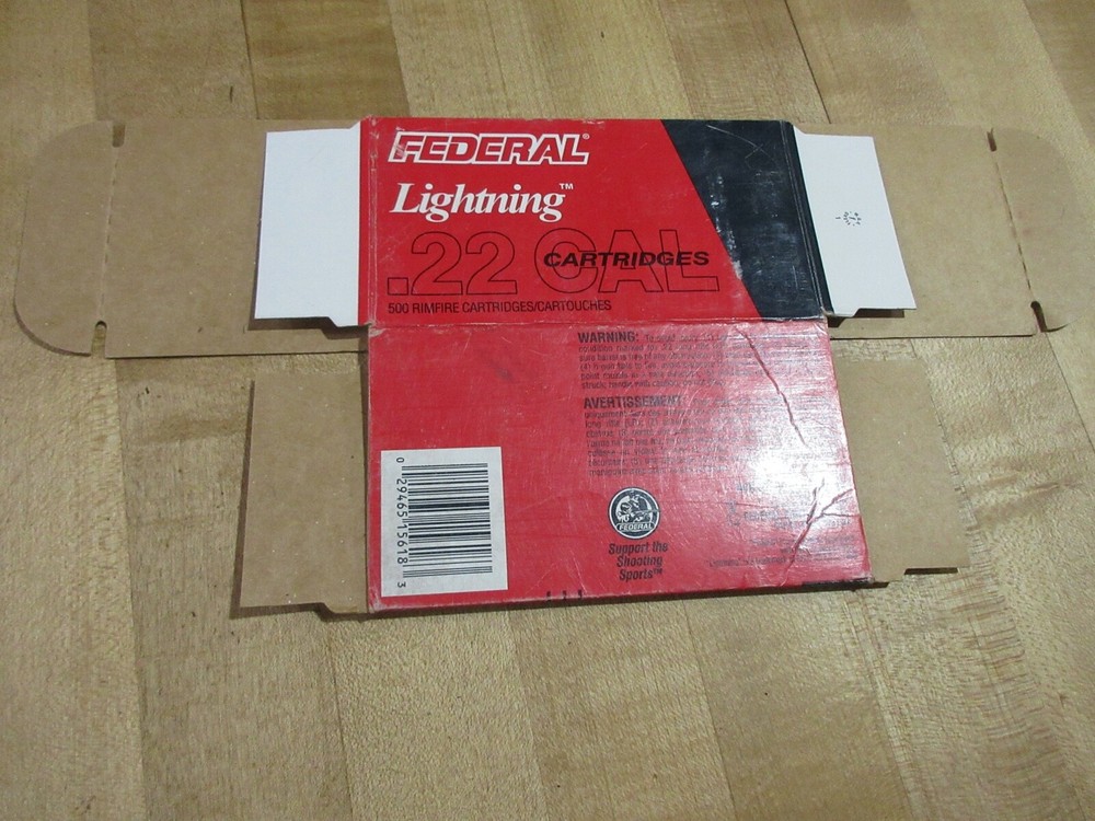 Empty Ammo Box Federal Lightning  22  Brick Box. (w14)