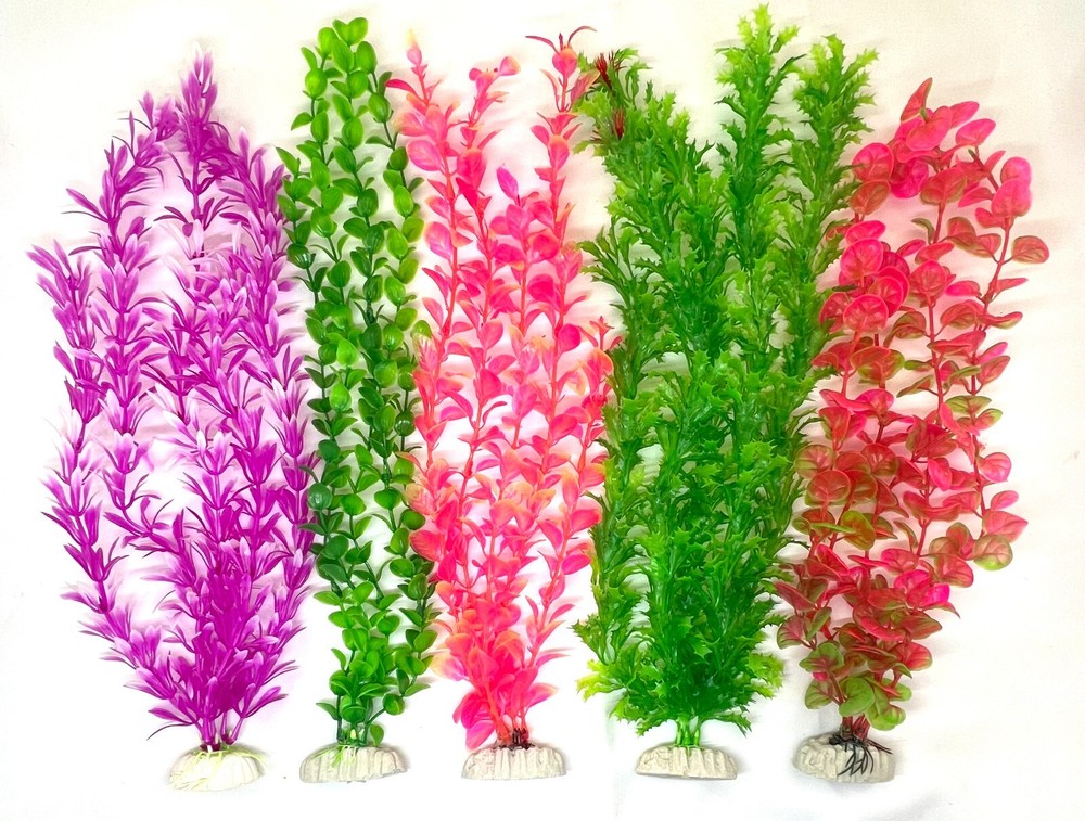 24 Pack Aquarium Artificial Plants - Various Sizes