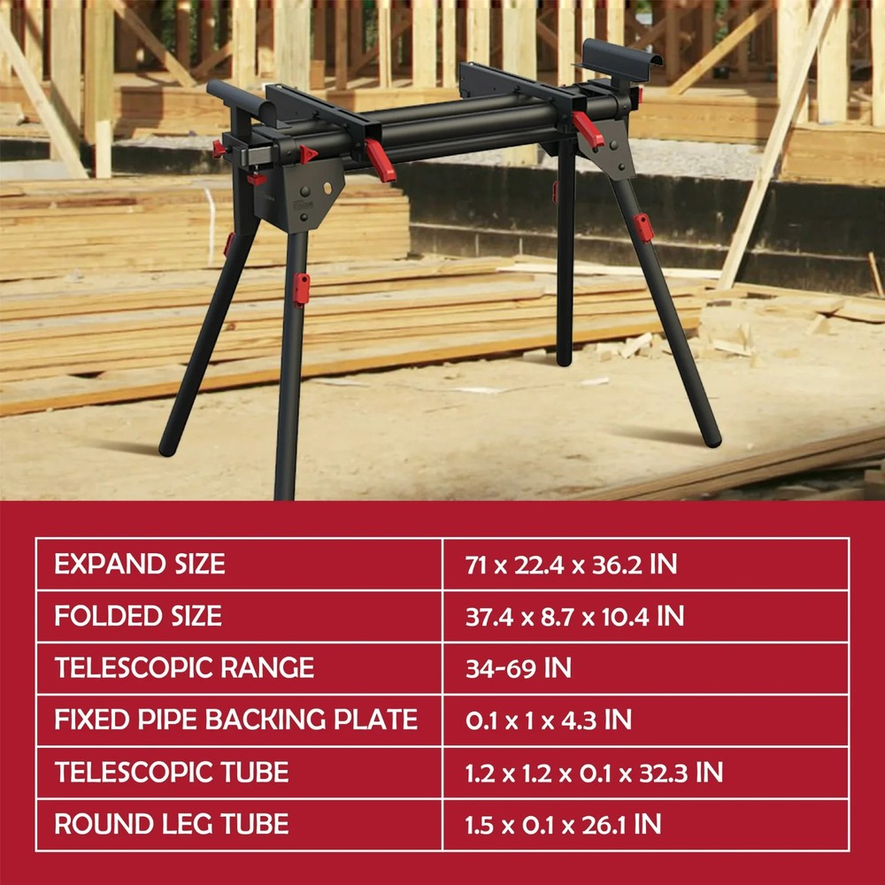 Hyper Tough Hyper Stack Heavy Duty 500-lb Miter Saw Stand, Supports 10' Boards