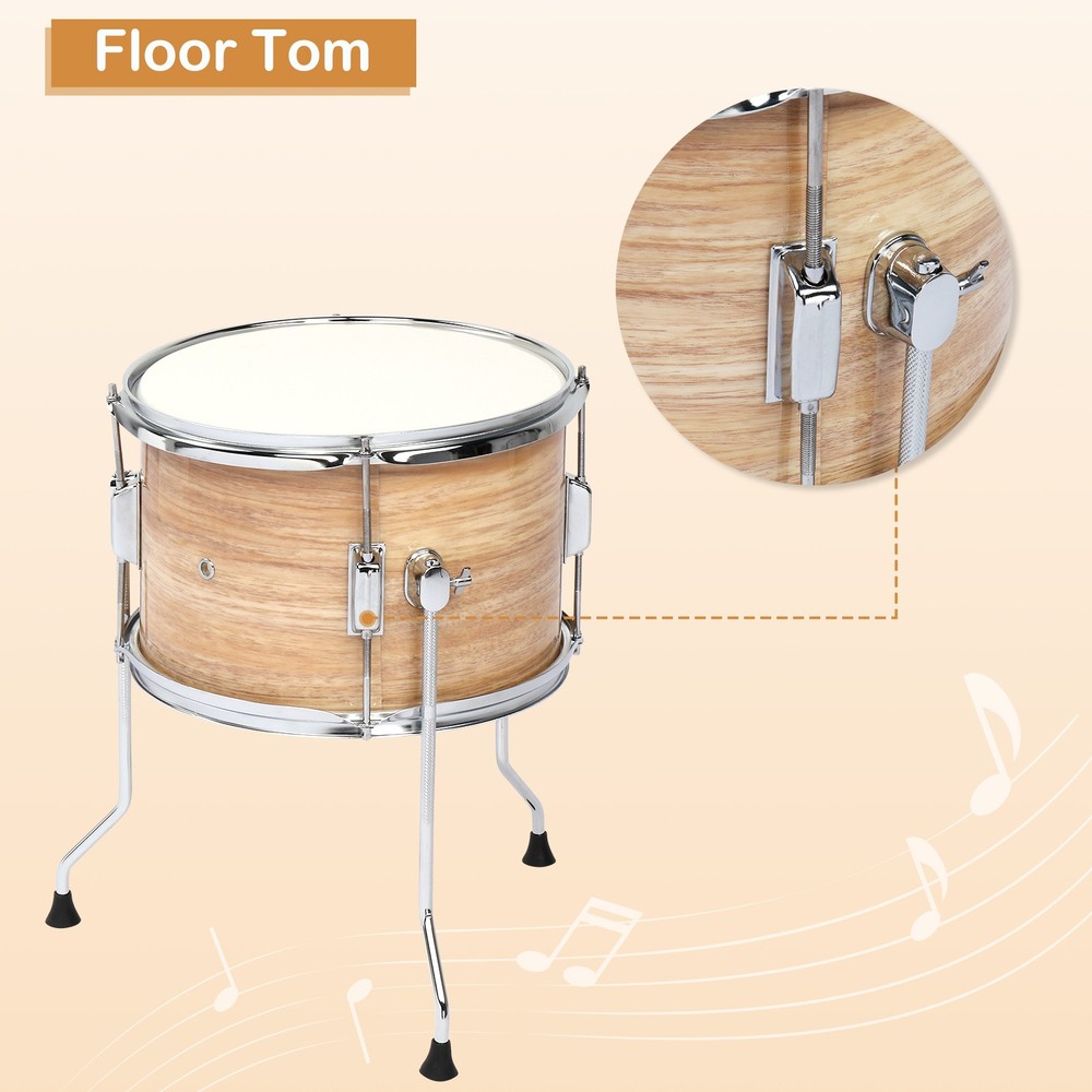5 Piece Full Size Complete Junior Starter Drum Set Cymbals Kit /w Stool,Sticks