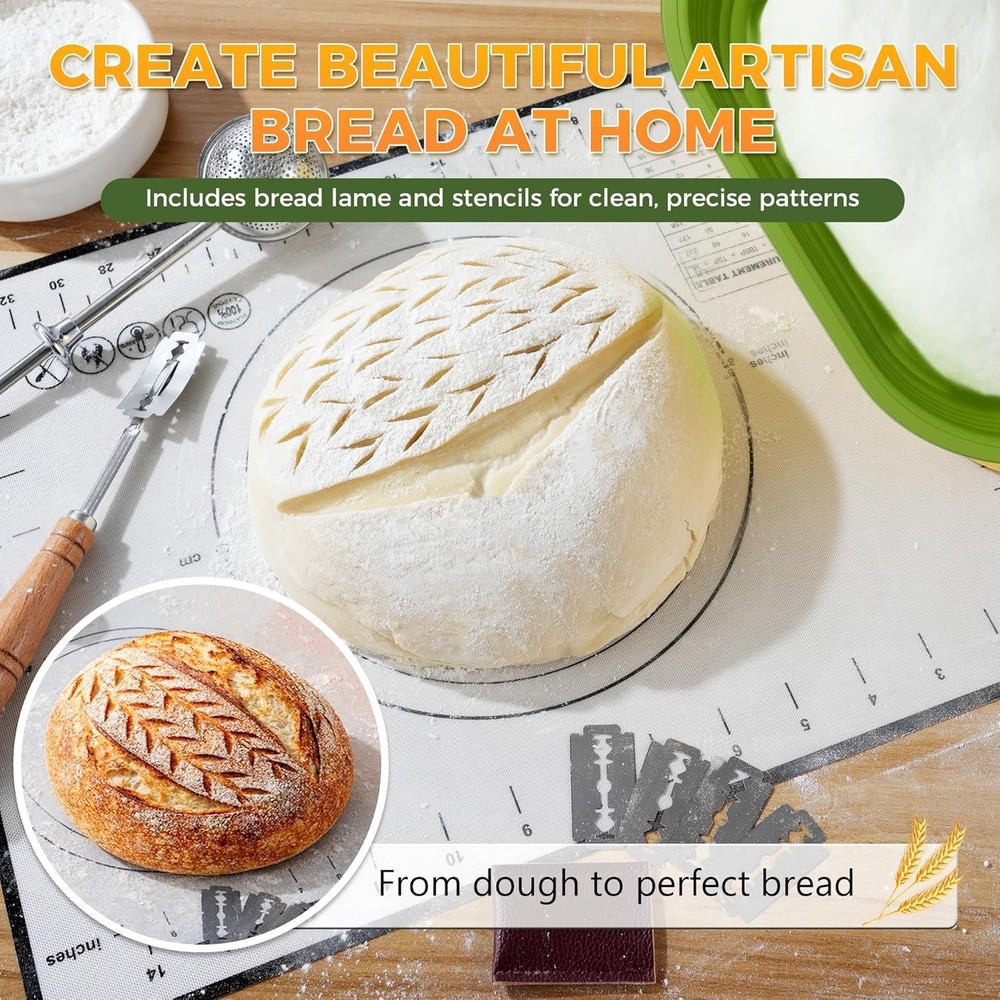 Sourdough Starter Kit with Scale Marking Jar & Easy Clean Baskets - Perfect Gift