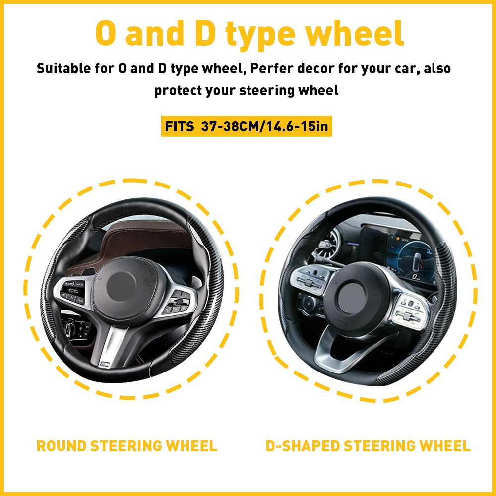 2x Carbon Fiber Universal Car Steering Wheel Booster Cover Non-Slip Accessories