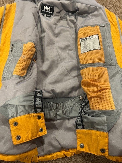 Helly Hansen Helly Tech 10 Jacket Mens Medium Yellow Gray Ski Snow Shell Coat