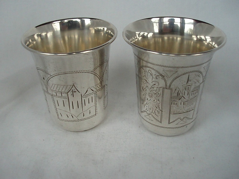 RUSSIAN VODKA BEAKERS STERLING SILVER CIRCA 1890