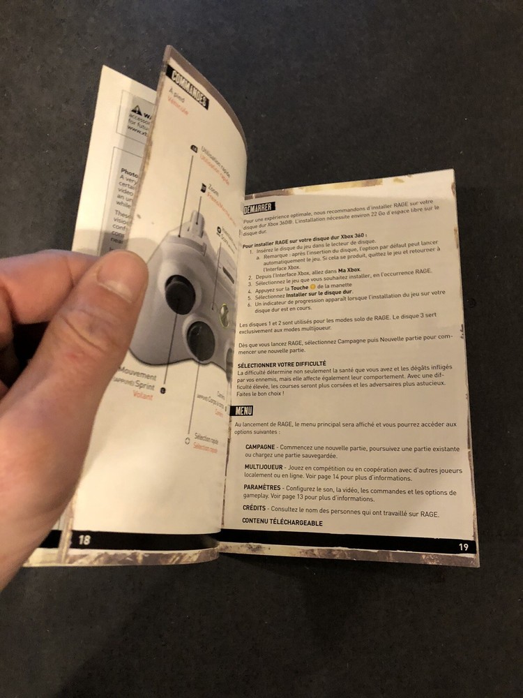 rage xbox 360 manual only