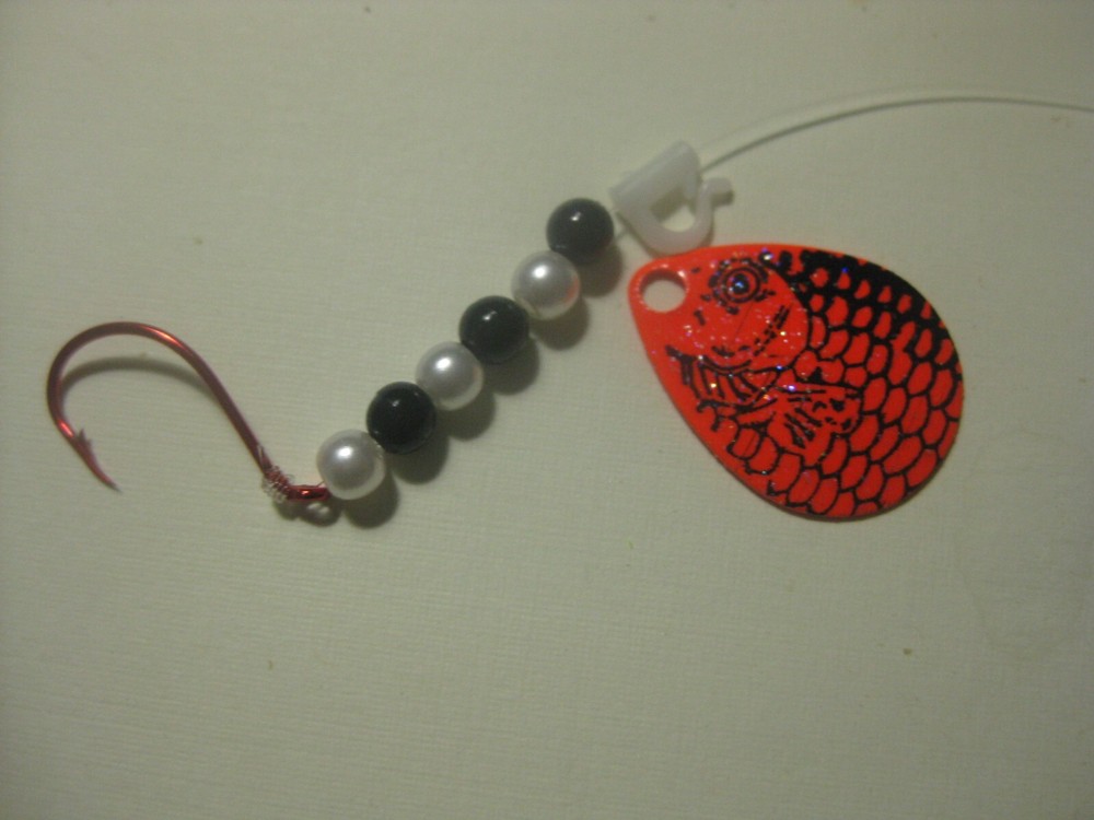 Walleye 1 Hook Spinner Rigs ( Orange Fish Scale)