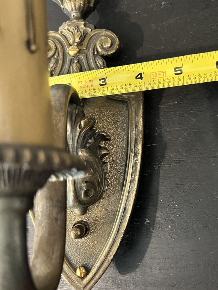 Pair Rewired antique Brass Heavy sconces Nice 26C