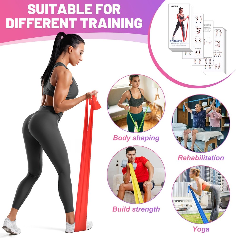 Resistance Bands Set, 5 Pcs Exercise Bands Long 150cm Workout