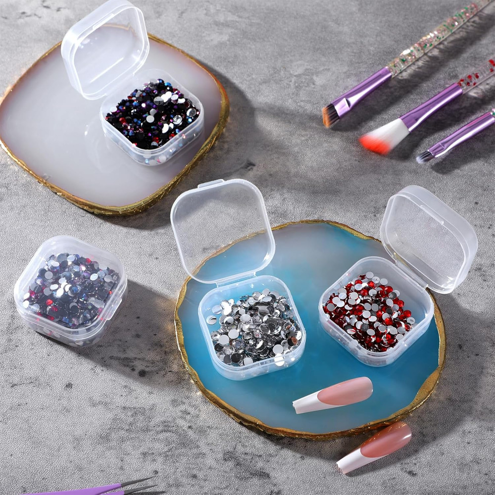 6 Pack Small Plastic Flip Lid Container Mini Plastic Clear Beads Storage Contain