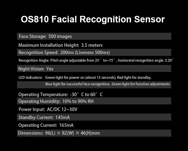 Facial Recognition Wired Sensor for Auto Door Opener,Adjustable Recognition Angl