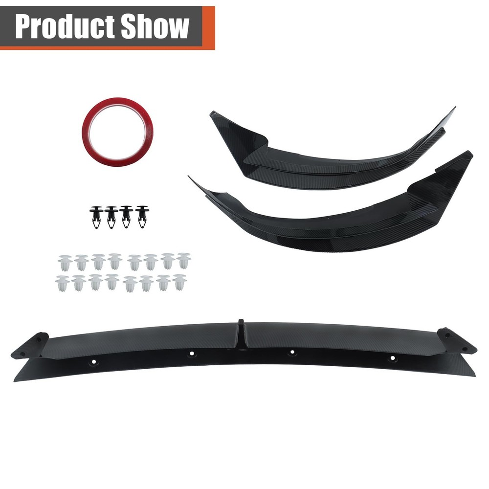 labwork 3 Pieces Front Bumper Lip Spoiler Splitter Carbon Fiber Style Replace...