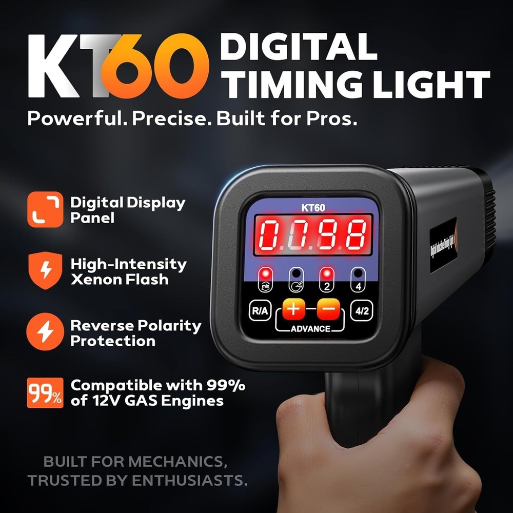 Automotive Timing Light Gun with Bright LCD Screen & Tachometer Functionality