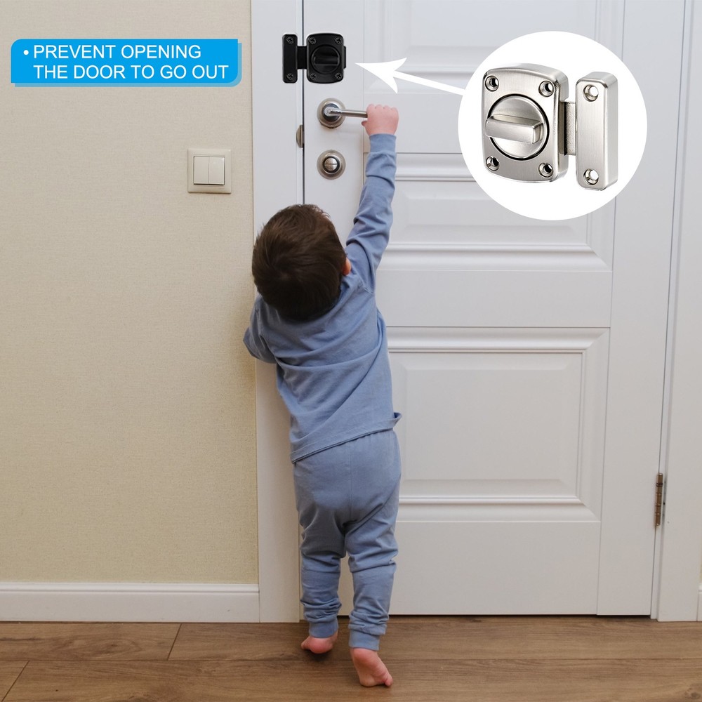 Rotary Bolt Latch 180 Degree Switch Barn Door Safety Inside Lock Silver