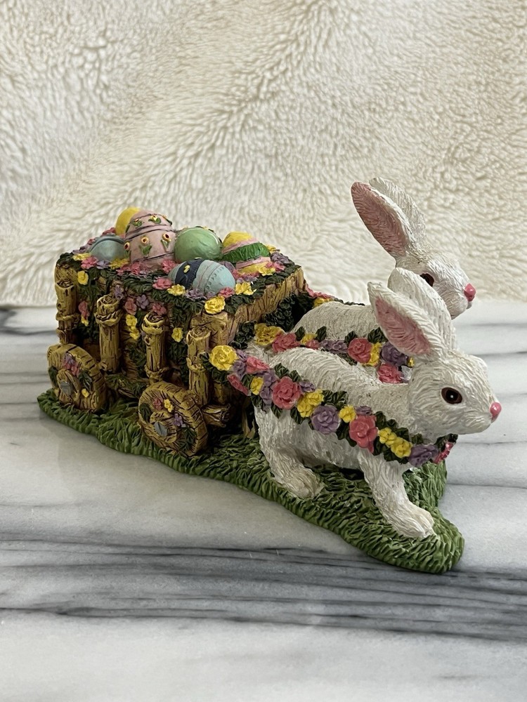 Three Hands Easter Collection Bunnies with Easter Egg Cart Figurine