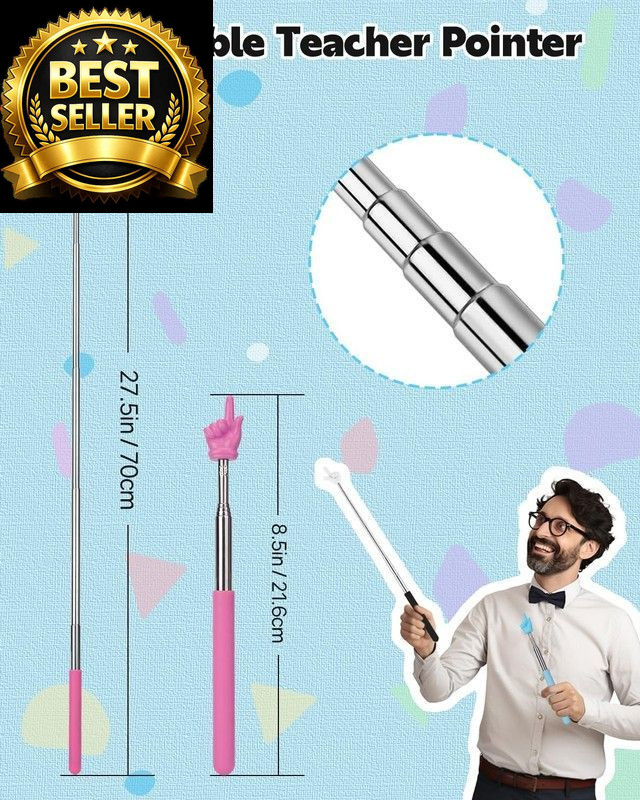 Dumero Extendable Finger Pointer Stick, School Collapsible Telescoping Black