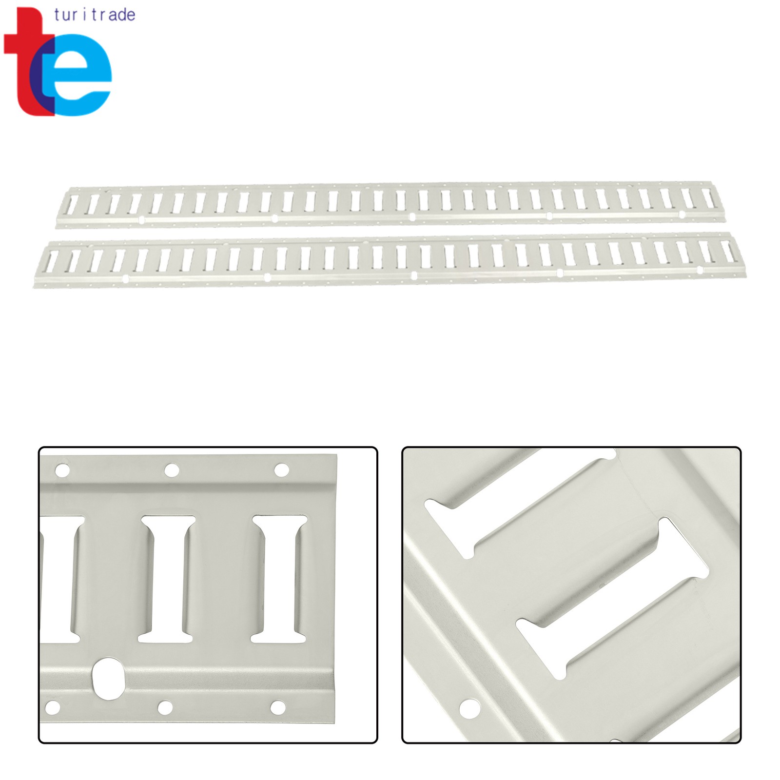 Set of (8) Galvanized Steel 5' Horizontal E-Track Rails for Trailer/Truck/Van