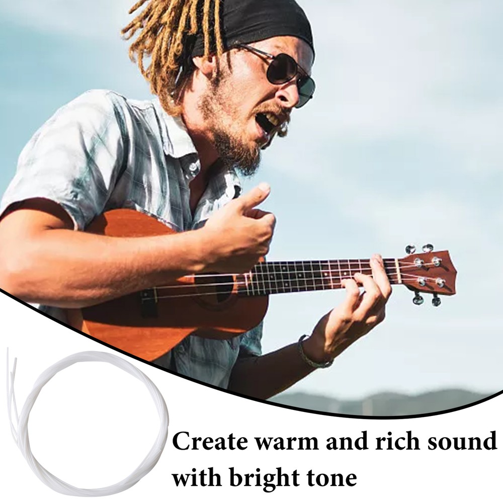 4Pcs/Set Ukulele Strings for Tenor and Soprano White Nylon Strings Replacement