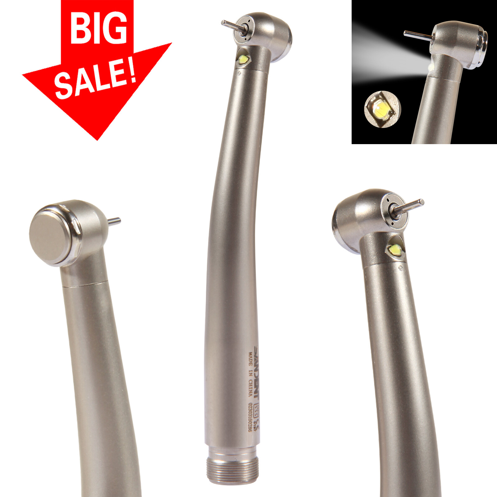 Pieza de mano LED turbina alta velocidad fibra óptica dental estilo NSK 2 Holes