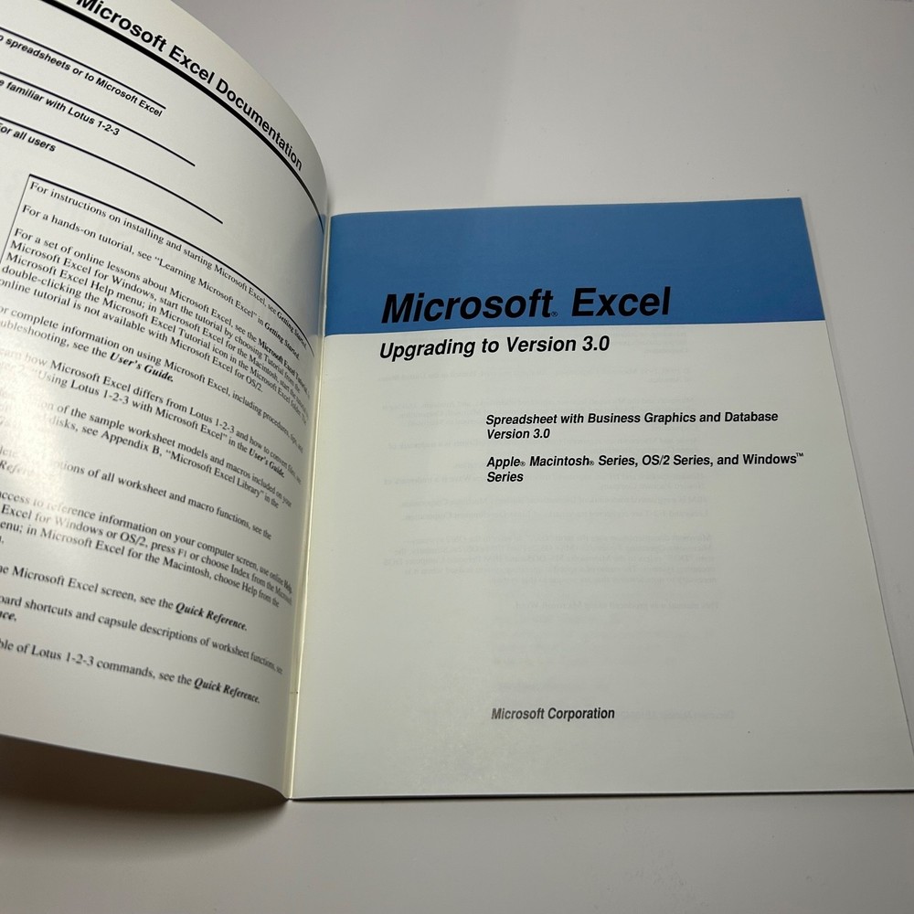 Microsoft Excel Upgrading to 3.0 & Database Access User's Guide