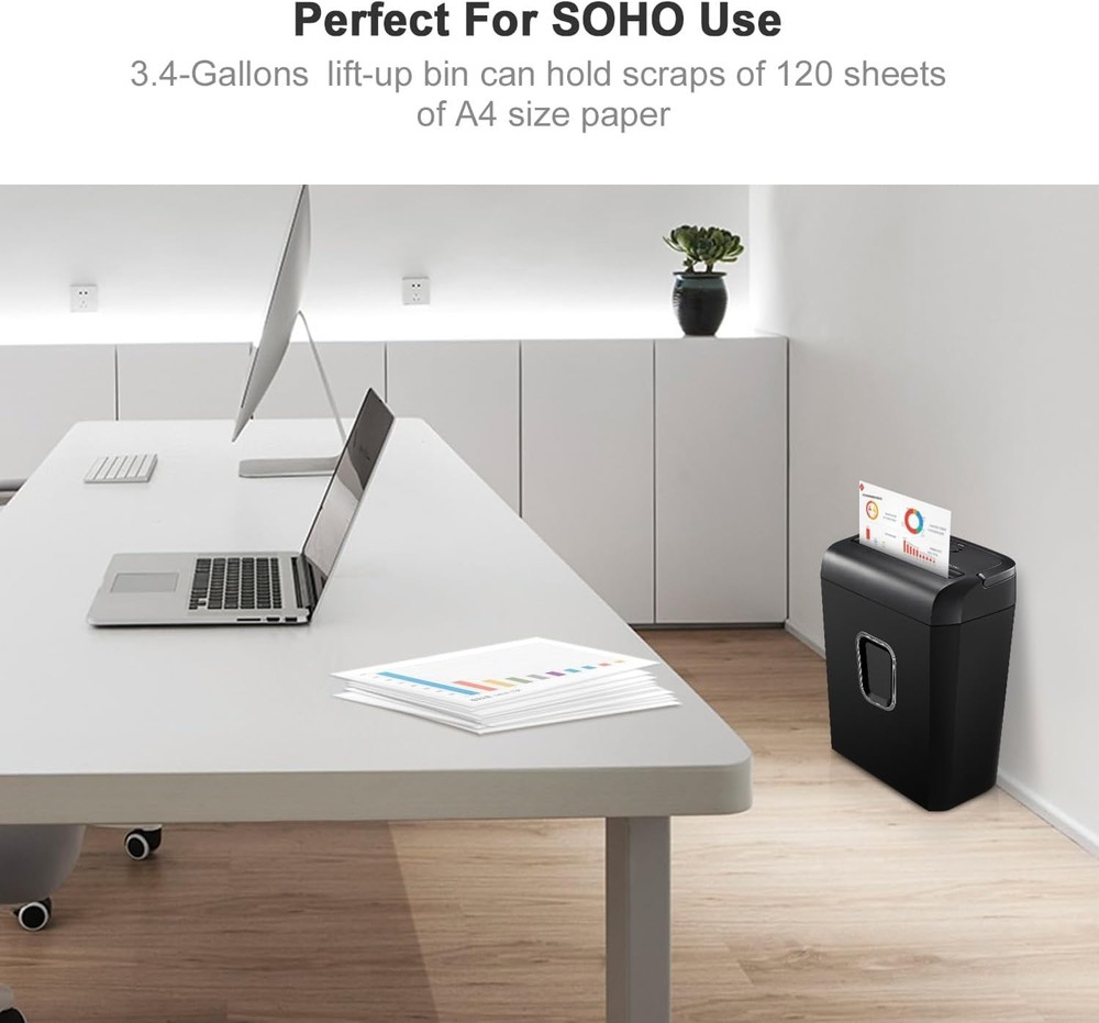 6-Sheet Micro-Cut Paper Shredder P-4 High-Security Home & Small Office Use