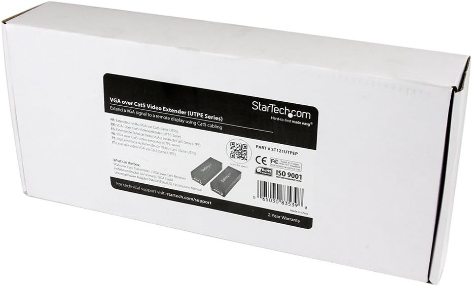 StarTech.com VGA Over CAT5 Extender – 250 ft (80m) – 1 Local and 1 Remote Unit -