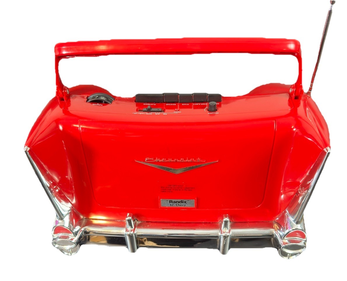 Vintage Randix Red '57 Chevy AM/FM Portable Stereo Cassette Player Radio