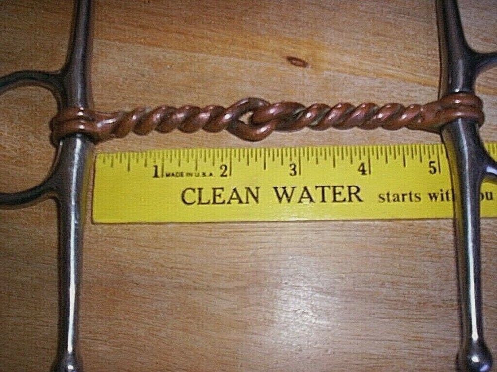 Used Stainless Full Cheek Copper Twisted Wire Snaffle Bit 5" Mouth