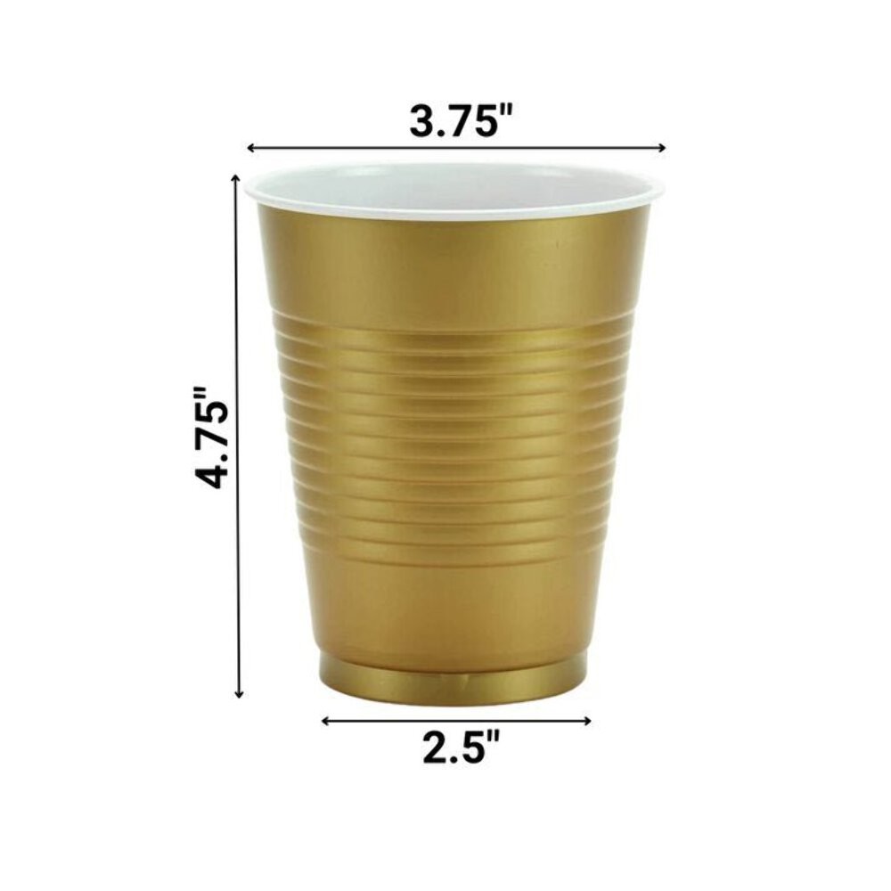 Disposable 18oz Gold Plastic Cups: 4 Pack