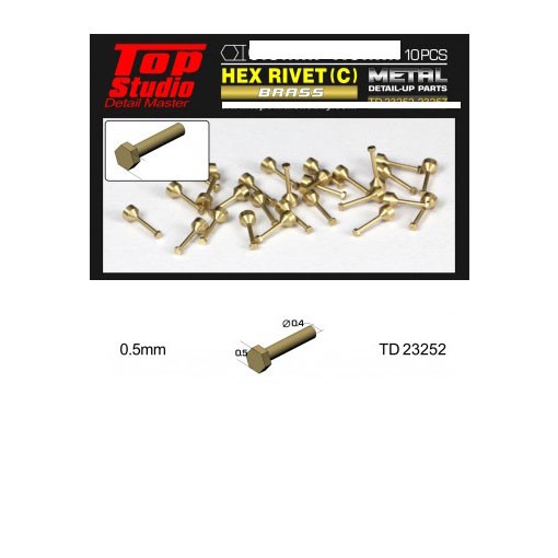Top Studio 0.5mm Hex Rivets Ver. C #Brass (10pcs)