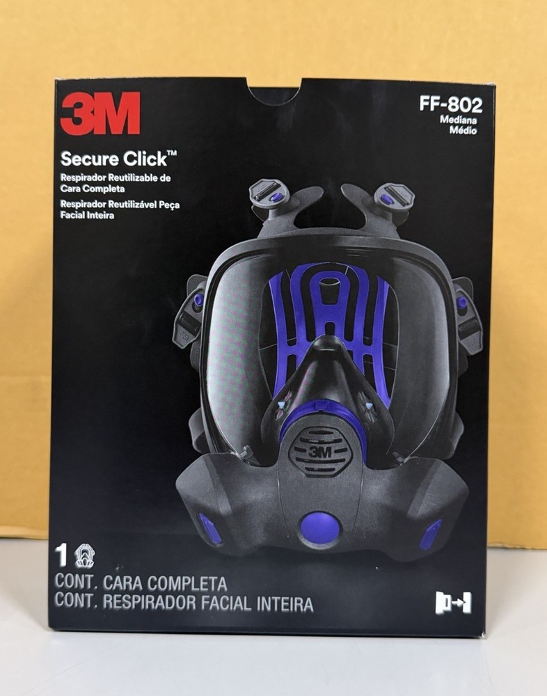 3M Secure Click FF-801 Full Facepiece Respirator Reusable, Size Medium Fast Ship