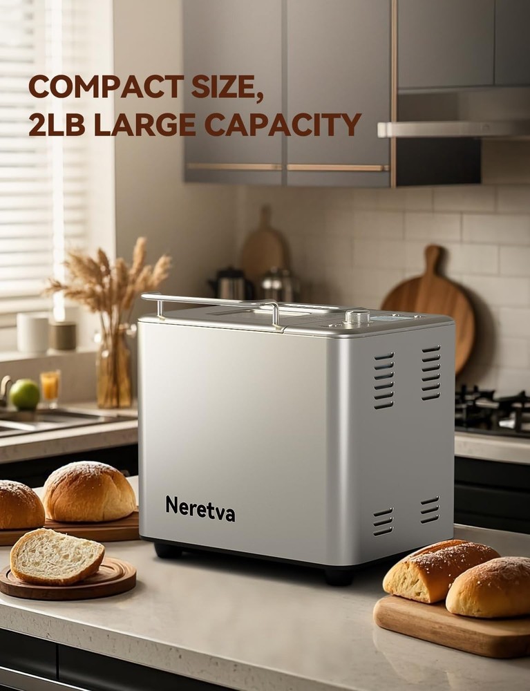 Bread Maker, 20-IN-1 2LB Bread Machine Dual Heater Bread Maker Machine Automatic