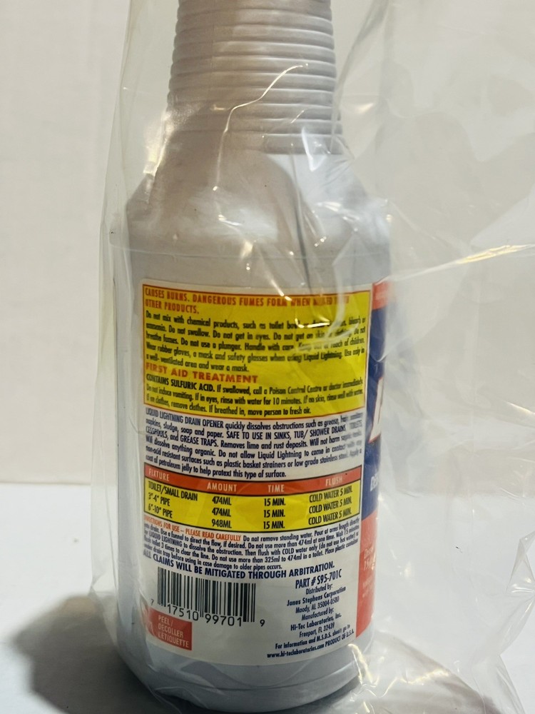 6 PACK Liquid Lightning Drain Cleaner Quickly Dissolves Obstructions 16 Oz P3