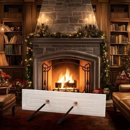 Wool Fireplace Draft Stopper with Adjustable Pole - Chimney Flue Seal Tool 24x8"