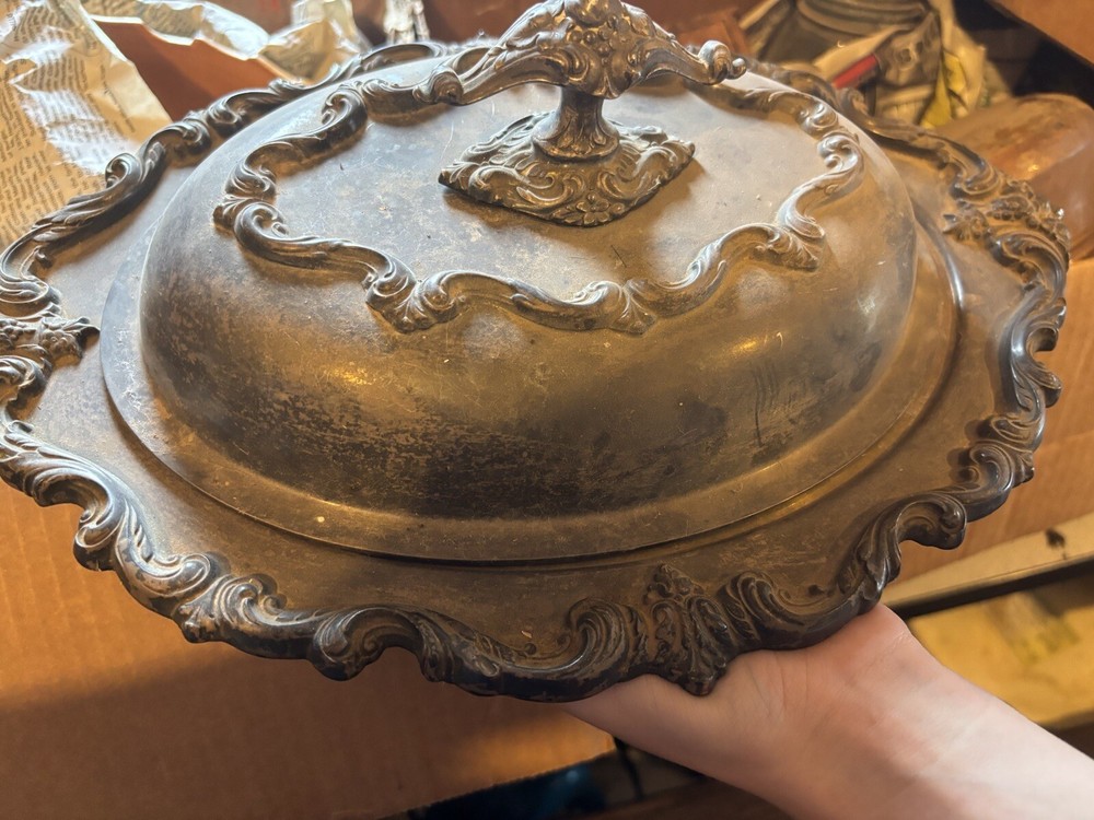 Old Ornate Antique Serving Platter With Lid