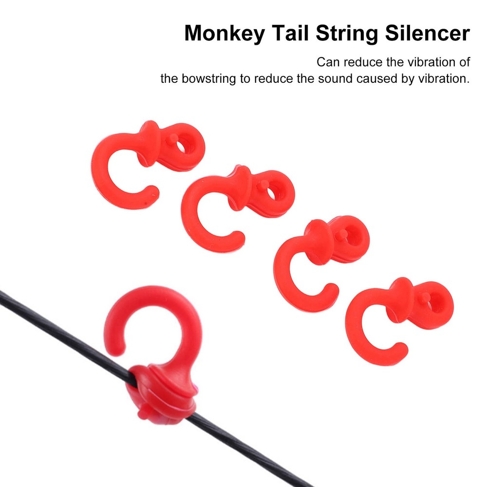 4x Archery String Silencers Monkey Tail Compound Bow String Stabilizer Red