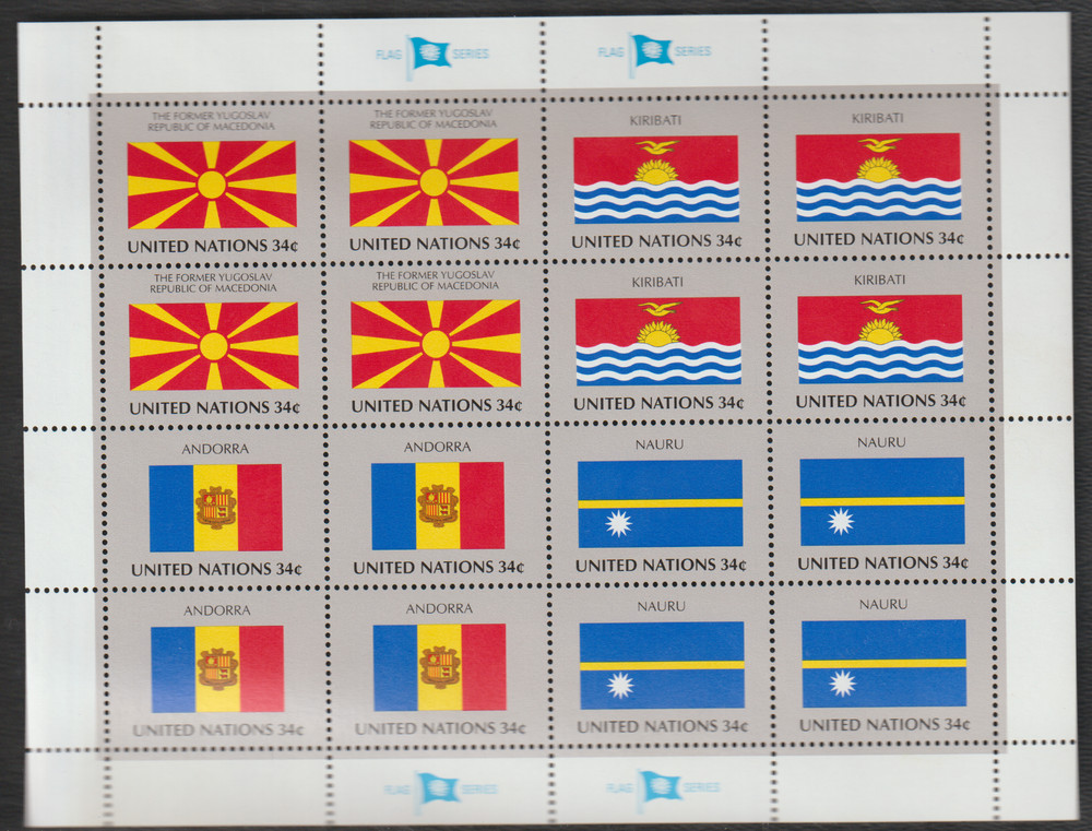 UN United Nations Flags sheet MNH 2001 Scott 799-802