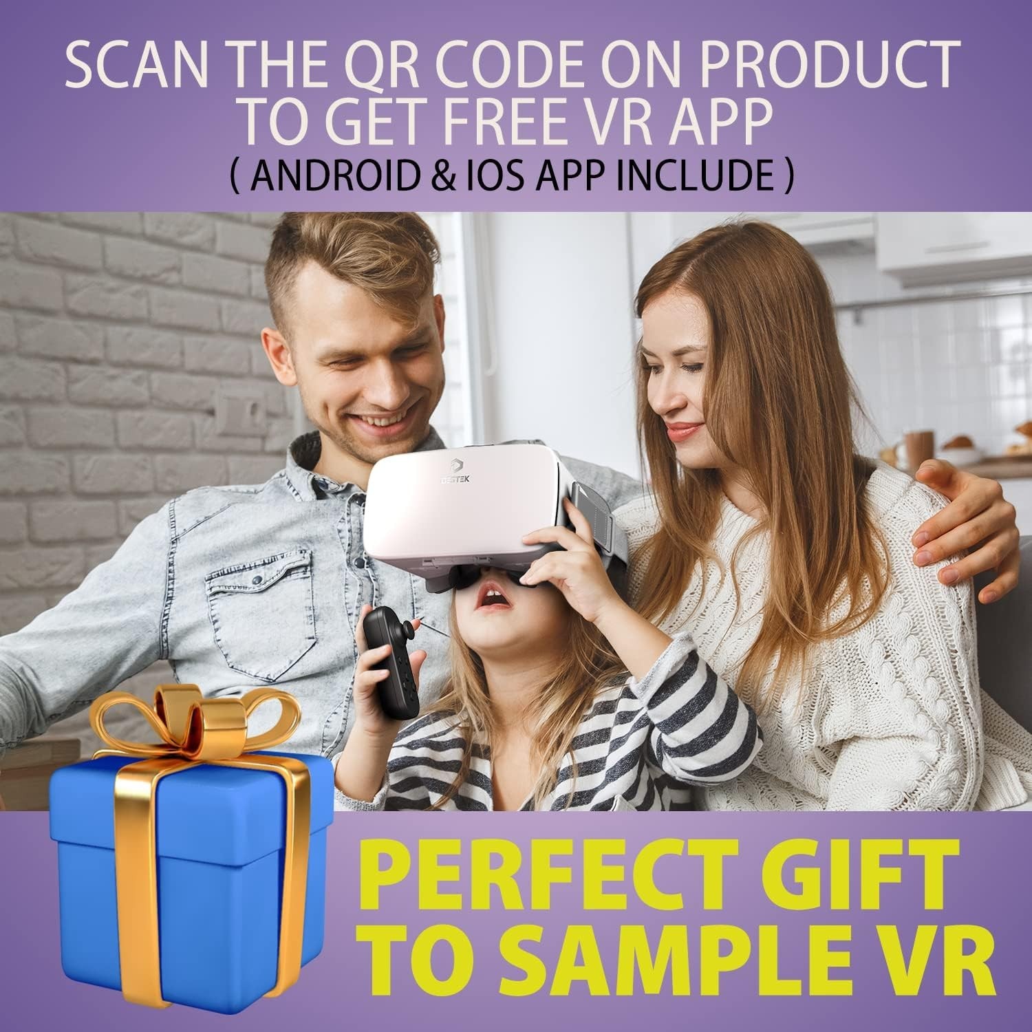 DESTEK V5 VR Headset for Phone with Controller, Anti-Blue light 110° FOV - White