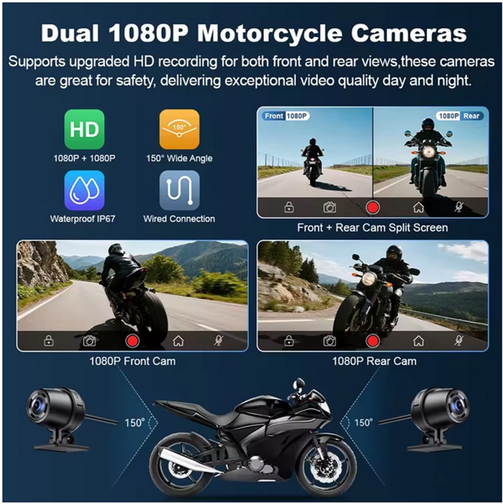 7" Motorcycle w/ Carplay Android Screen Dual Bluetooth Portable GPS Navigation